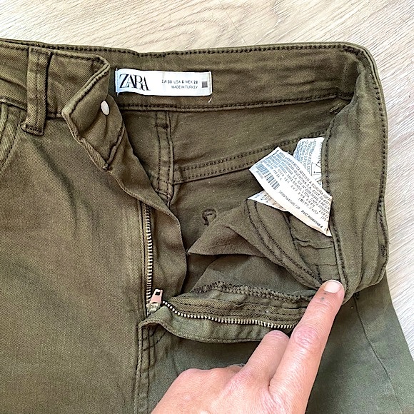 ZARA • High-Rise Stretchy Denim Skinny Jeans • Size W6 x L27 • Army Green - Picture 7 of 13